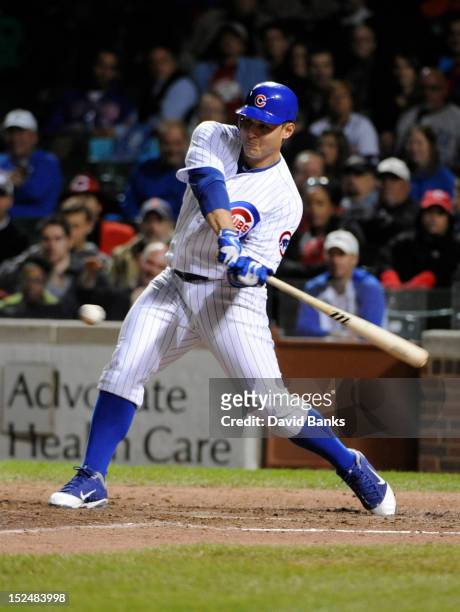 Anthony Rizzo of the Chicago Cubs plays against the Cincinnati Reds on September 19, 2012 at Wrigley Field in Chicago, Illinois.