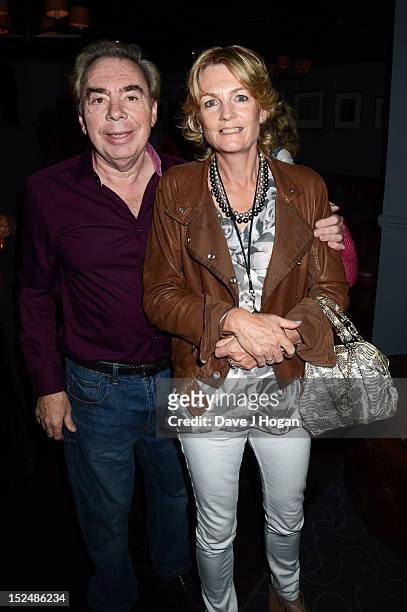 Madeleine Gurdon and Andrew Lloyd Webber attend the press night for Jesus Christ Superstar, the arena tour at The O2 Arena on September 21, 2012 in...