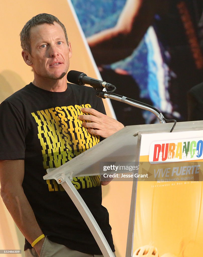 Lance Armstrong Cycles In Durango, Mexico And Leads The 15th Annual Durango To Mazatlan Ride