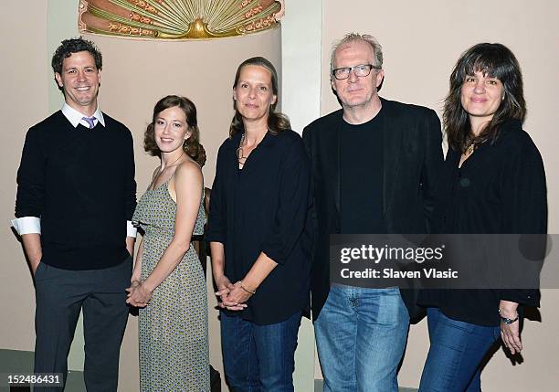 Cast members Madison Dirks, Carrie Coon, Amy Morton, Tracy Letts and director Pam MacKinnon attend "Who's Afraid Of Virginia Woolf?" Press Day at...