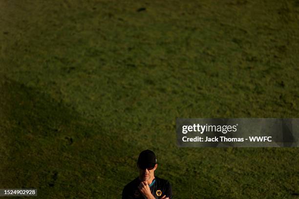 Julen Lopetegui, Manager of Wolverhampton Wanderers looks on during a Wolverhampton Wanderers pre-season training session on July 06, 2023 in Lagos,...