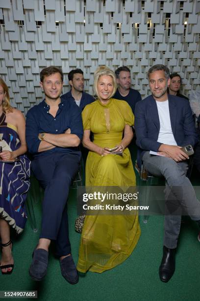 Fabio Ballari, Caroline Margeridon and Julien Benedetto attend the Istituto Marangoni Paris Fashion Show on July 07, 2023 in Paris, France.