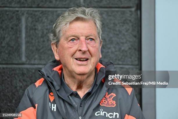 Manager Roy Hodgson of Crystal Palace looks on during Pre-Season Friendly match between Barnet and Crystal Palace at The Hive on July 11, 2023 in...