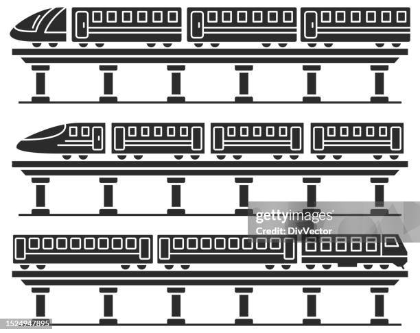 trains vector set - train engine stock illustrations