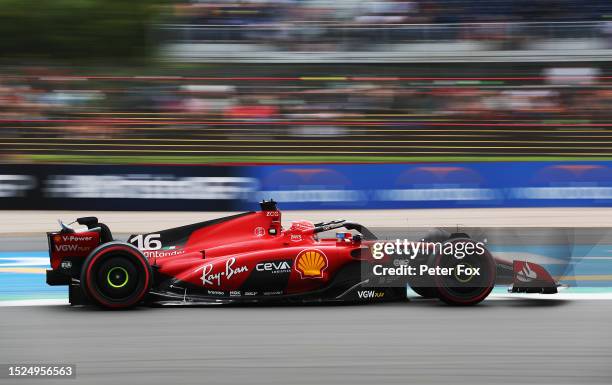 Charles Leclerc of Monaco driving the Ferrari SF-23 on track during final practice ahead of the F1 Grand Prix of Great Britain at Silverstone Circuit...