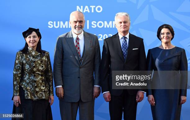 Prime Minister of Albania Edi Rama and his wife Linda Rama attend a dinner hosted by President of Lithuania, Gitanas Nauseda and his wife, Diana...