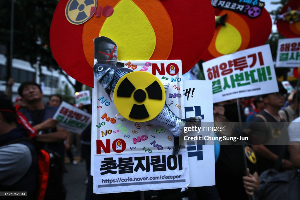 Activists Protest During IAEA Director-General Grossi's Visit To South Korea