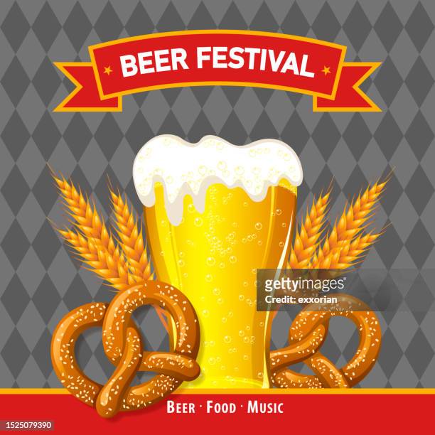 stockillustraties, clipart, cartoons en iconen met beer festival celebration party - banderole