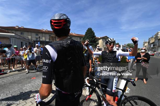 Tadej Pogacar of Slovenia and UAE Team Emirates - White Best Young Rider Jersey plays with a basketball ball prior to the stage eight of the 110th...