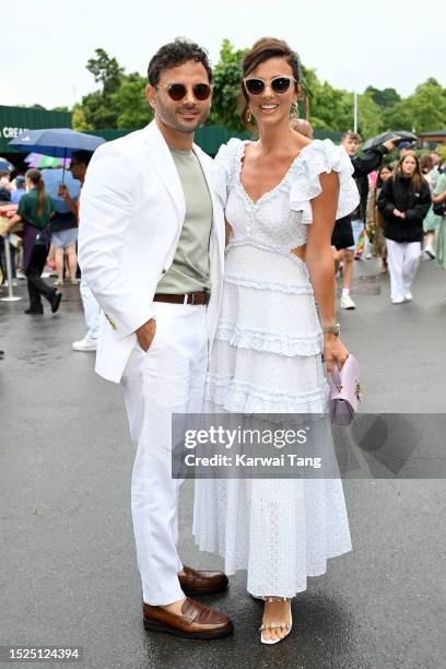 Ryan Thomas and Lucy Mecklenburgh attend day six of the Wimbledon Tennis Championships at the All England Lawn Tennis and Croquet Club on July 08,...