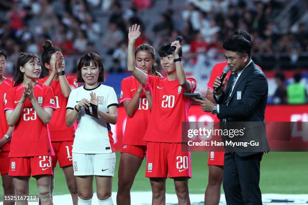 Kim Hye-Ri of South Korea is seen at the international friendly match between South Korea and Haiti at Seoul World Cup Stadium on July 08, 2023 in...