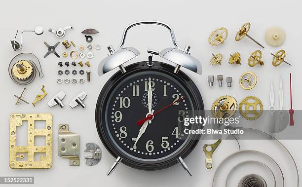 alarm clock and parts - uhrwerk stock-fotos und bilder