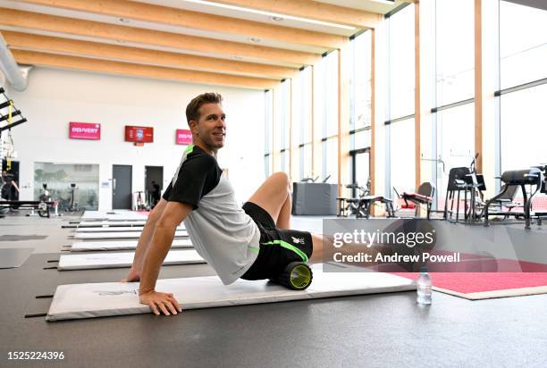 Adrian of Liverpool during the first day back for pre-season at AXA Training Centre on July 08, 2023 in Kirkby, England.
