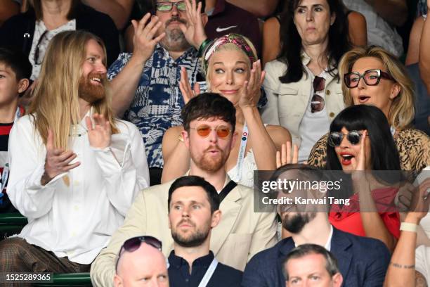 Sam Ryder, Hannah Waddingham, Mazz Murray and Jameela Jamil attend day six of the Wimbledon Tennis Championships at the All England Lawn Tennis and...