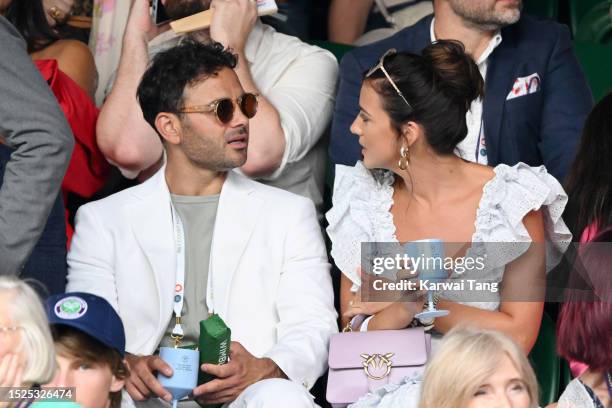 Ryan Thomas and Lucy Mecklenburgh attend day six of the Wimbledon Tennis Championships at the All England Lawn Tennis and Croquet Club on July 08,...