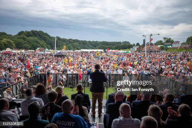Paul Nowak, TUC General Secretary, addressees the crowds during his speech at the Durham Miners’ Gala on July 08, 2023 in Durham, England. Hosted by...