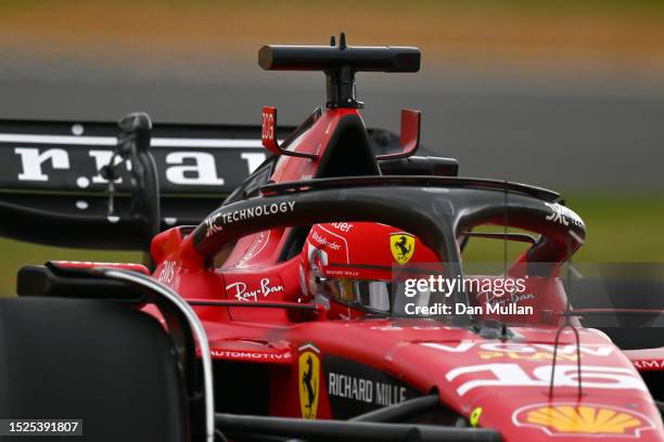 Charles Leclerc of Monaco driving the Ferrari SF-23 on track during qualifying ahead of the F1 Grand Prix of Great Britain at Silverstone Circuit on...