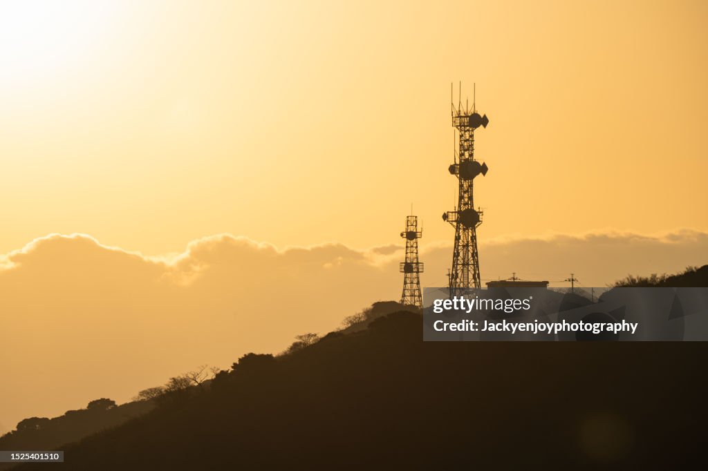Cellular communications tower for mobile phones and video data transmission, the 5G Sunset Cell Tower