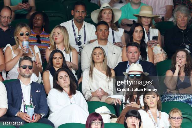 Television pundit and former footballer Jermaine Jenas, former footballer Michael Owen with wife Louise Bonsall and daughter Gemma Owen watch as...