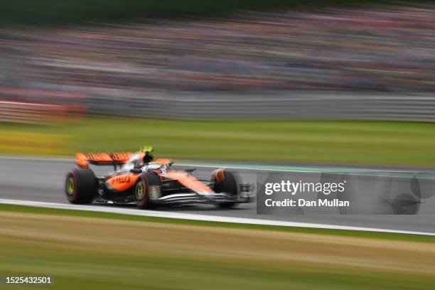 Lando Norris of Great Britain driving the McLaren MCL60 Mercedes on track during qualifying ahead of the F1 Grand Prix of Great Britain at...