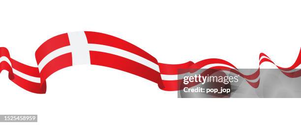 flag of denmark - vector waving ribbon banner. isolated on white background - danish flag stock illustrations