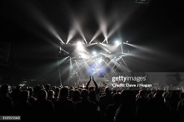 General view of the curtain call on the press night for Jesus Christ Superstar, the arena tour at The O2 Arena on September 21, 2012 in London,...