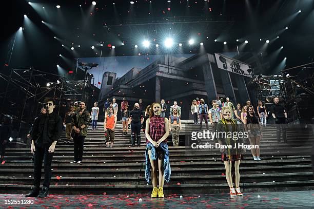 General view of the curtain call on the press night for Jesus Christ Superstar, the arena tour at The O2 Arena on September 21, 2012 in London,...