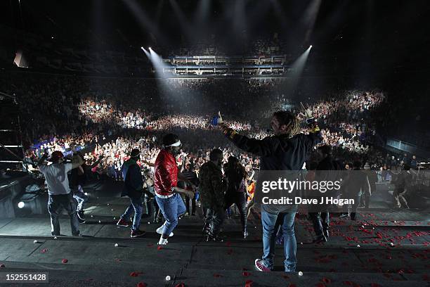 General view of the curtain call on the press night for Jesus Christ Superstar, the arena tour at The O2 Arena on September 21, 2012 in London,...