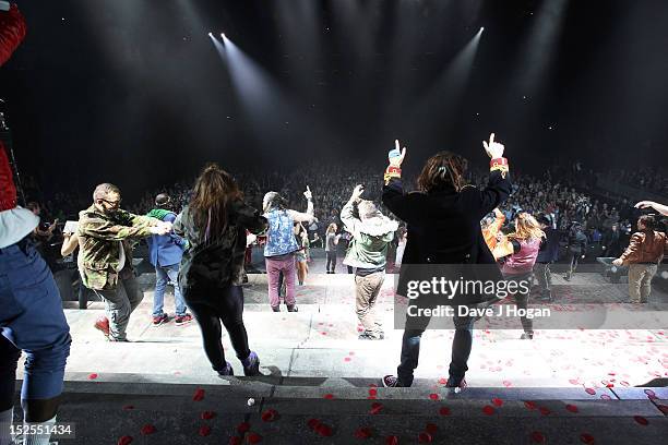 General view of the curtain call on the press night for Jesus Christ Superstar, the arena tour at The O2 Arena on September 21, 2012 in London,...