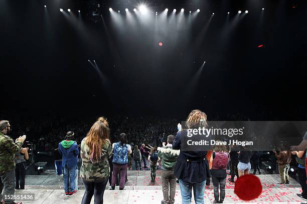 General view of the curtain call on the press night for Jesus Christ Superstar, the arena tour at The O2 Arena on September 21, 2012 in London,...