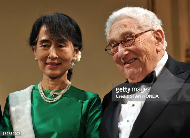 Atlantic Council 2012 Global Citizen Award recepients Aung San Suu Kyi , Myanmar Member of Parliament and Nobel Peace Prize Laureate, and Henry...