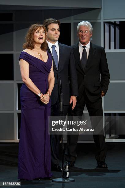 Actor Richard Gere , actreess Susan Sarandon and director Nicholas Jarecki present their film "Arbitrage" during the opening ceremony of the 60th San...