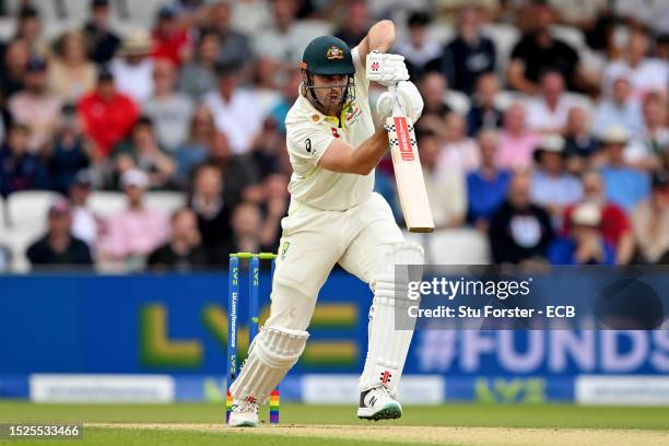 Mitchell Marsh of Australia bats during Day Three of the LV= Insurance Ashes 3rd Test Match between England and Australia at Headingley on July 08,...