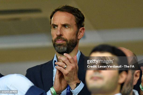 Gareth Southgate the manager of England attends the UEFA Under-21 Euro 2023 final match between England and Spain at Batumi Arena on July 08, 2023 in...