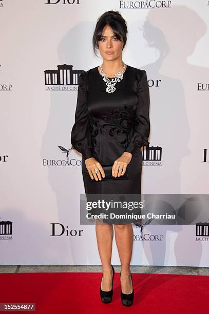 Salma Hayek attends 'La Cite Du Cinema' Launch on September 21, 2012 in Saint-Denis, France.