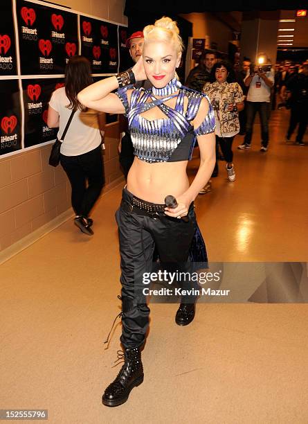 Gwen Stefani of No Doubt backstage during the 2012 iHeartRadio Music Festival at MGM Grand Garden Arena on September 21, 2012 in Las Vegas, Nevada.