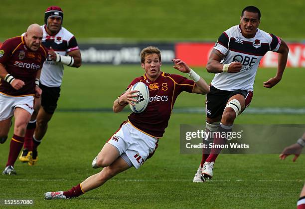 Marty McKenzie of Southland makes a break during the round nine ITM Cup match between North Harbour and Southland at North Harbour Stadium on...