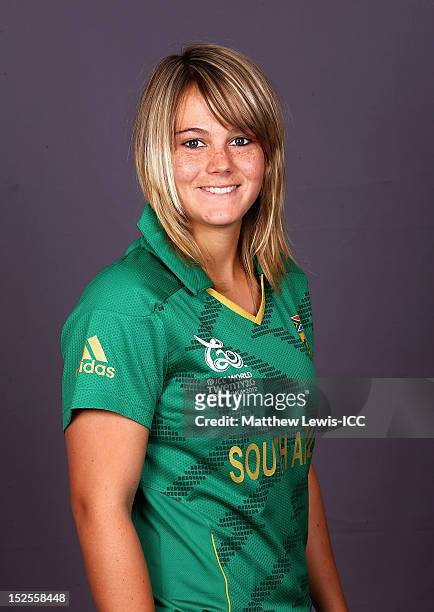 Dane van Niekerk of the South Africa Womens Cricket Team poses for a portrait ahead of the Womens ICC World T20 at the Galadari Hotel on September...