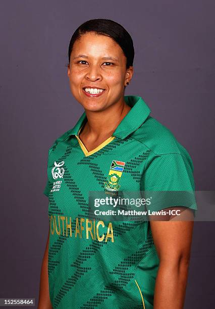 Shandre Fritz of the South Africa Womens Cricket Team poses for a portrait ahead of the Womens ICC World T20 at the Galadari Hotel on September 22,...