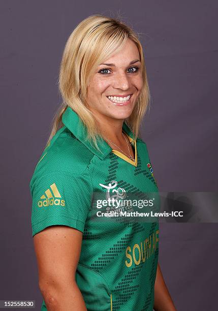 Mignon du Preez of the South Africa Womens Cricket Team poses for a portrait ahead of the Womens ICC World T20 at the Galadari Hotel on September 22,...