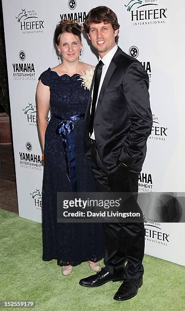Actor Jon Heder and wife Kirsten Heder attend "Beyond Hunger: A Place at the Table" charity event at Montage Beverly Hills on September 21, 2012 in...