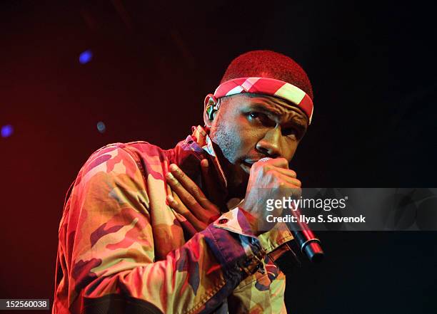 Singer Frank Ocean performs All Tomorrow's Parties Festival - Day 1 at Pier 36 on September 21, 2012 in New York City.