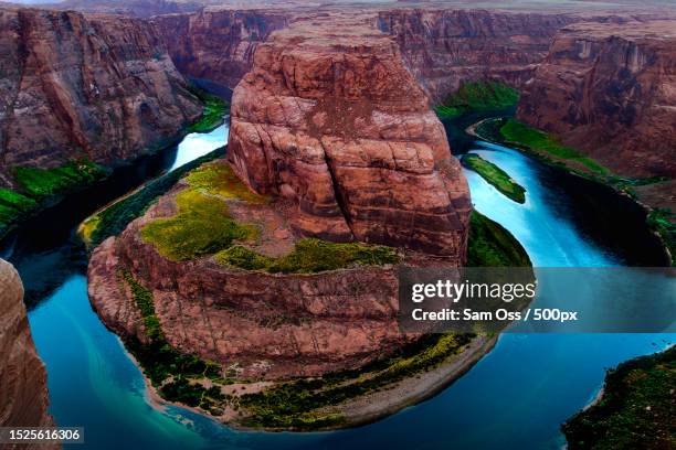 high angle view of horseshoe bend,horseshoe bend,arkansas,united states,usa - arkansas ストックフォトと画像