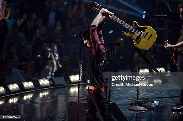 Billie Joe Armstrong of Green Day performs onstage during the 2012 iHeartRadio Music Festival at the MGM Grand Garden Arena on September 21, 2012 in...