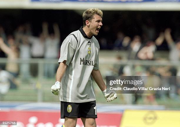 Verona keeper Sebastien Frey during the Italian Serie A match against Juventus at the Stadio Bentegodi in Verona, Italy. \ Mandatory Credit: Claudio...