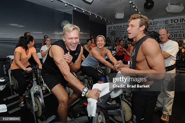 Television Host Sam Champion and Nick Oram attend American Cancer Society & Young Friends Of The DreamBall SoulCycle Charity Ride at SoulCycle 1470...