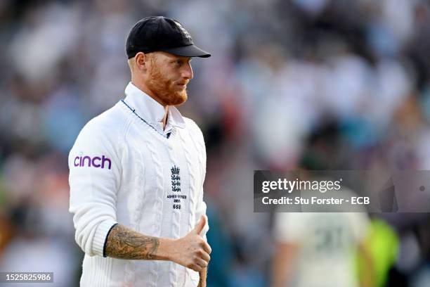 England captain Ben Stokes puts his thumb up during Day Three of the LV= Insurance Ashes 3rd Test Match between England and Australia at Headingley...