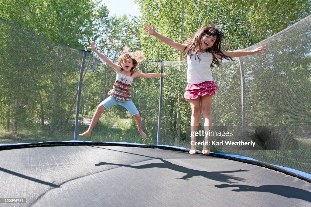 Girls on trampoline