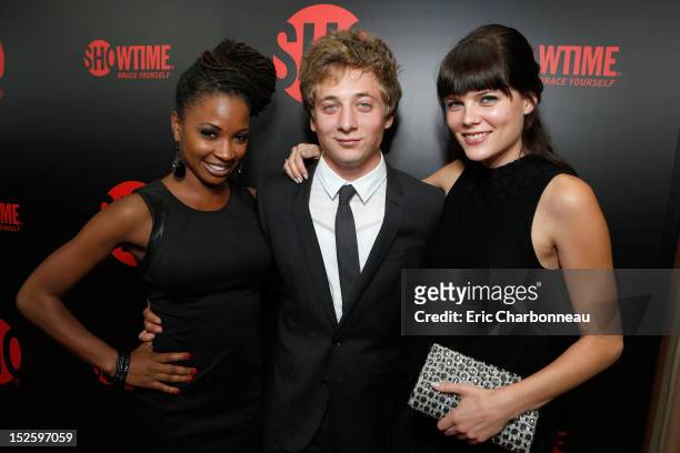 Shanola Hampton, Jeremy Allen White, and Emma Greenwell at Showtime's 2012 "EMMYEVE" Soiree held at Sunset Tower on September 22, 2012 in West...