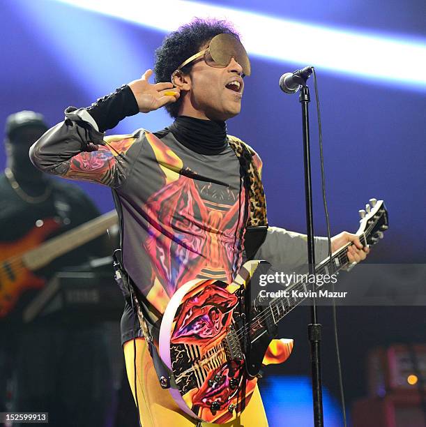 Prince performs onstage during the 2012 iHeartRadio Music Festival at the MGM Grand Garden Arena on September 22, 2012 in Las Vegas, Nevada.